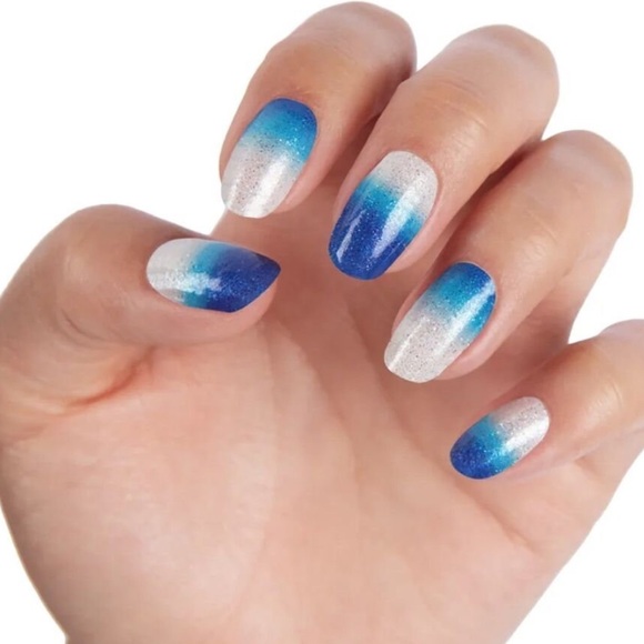 *Retired* Color Street: Dose of Mykonos | Navy Blue White Gradient Ombre Glitter - Picture 13 of 15